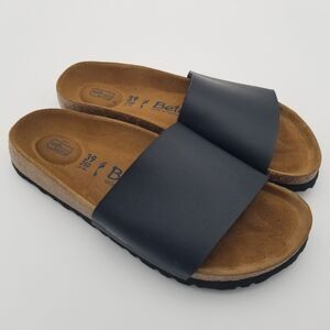Betula Womens Black Leather Soft Footbed Slip On Slides Sandals EU 39 / US 8